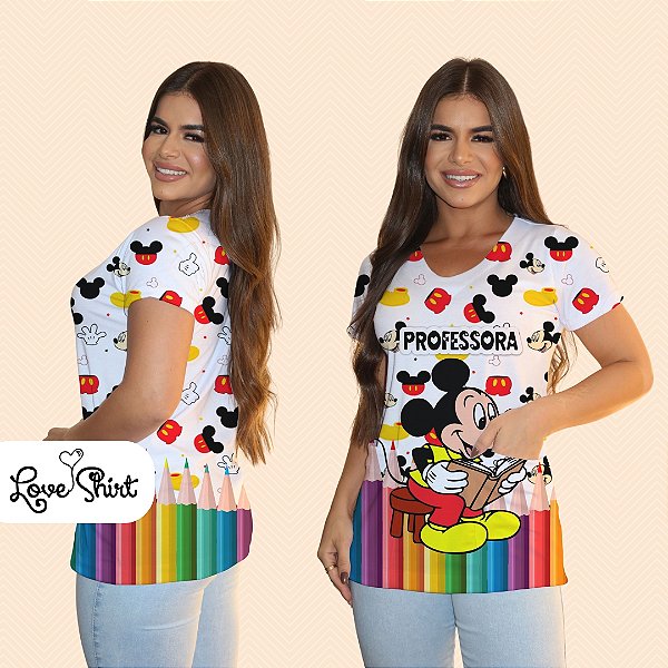 BATA COM BOLSO/SCRUB PROFISSÃO PROFESSORA MICKEY