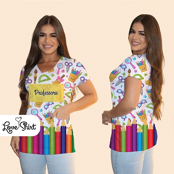 BATA COM BOLSO/SCRUB PROFISSÃO PROFESSORA BARRA LÁPIS