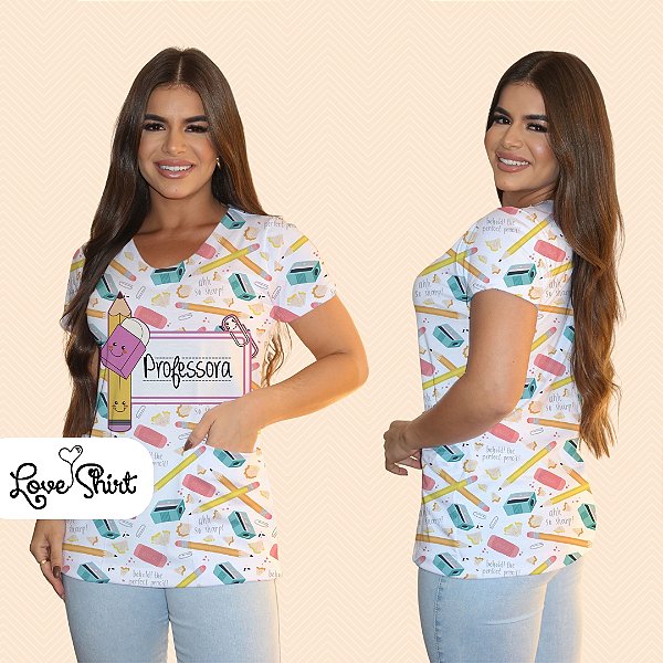 BATA COM BOLSO/SCRUB PROFISSÃO PROFESSORA LÁPIS TOTAL