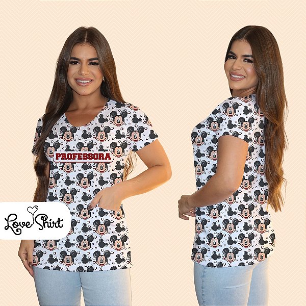 BATA COM BOLSO/SCRUB PROFISSÃO PROFESSORA MICKEY TOTAL