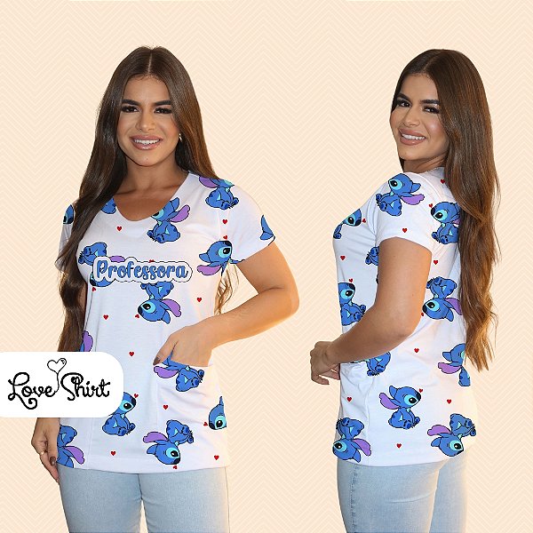 BATA COM BOLSO/SCRUB PROFISSÃO PROFESSORA STITCH TOTAL