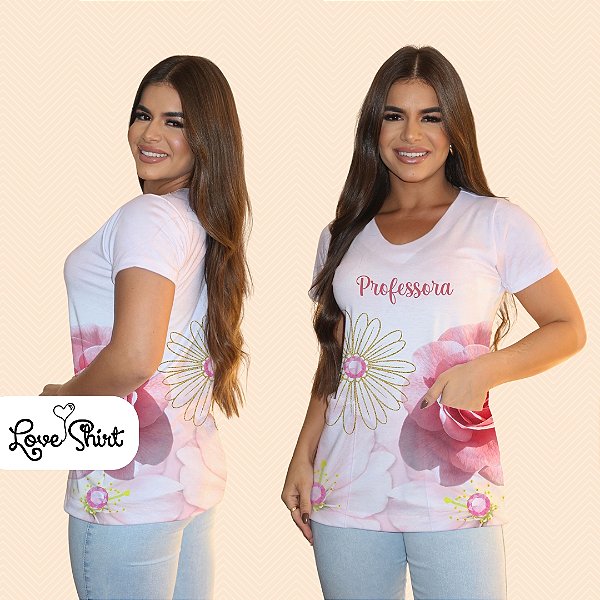 BATA COM BOLSO/SCRUB PROFISSÃO PROFESSORA ROSA FLOR