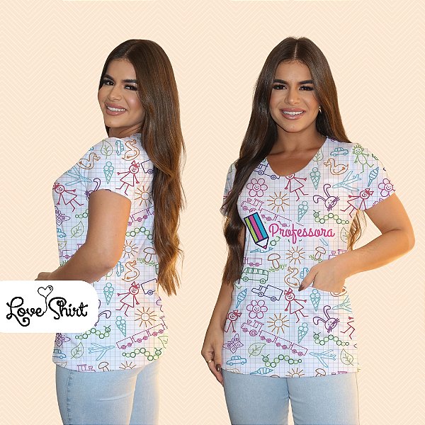 BATA COM BOLSO/SCRUB PROFISSÃO PROFESSORA DESENHO