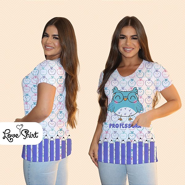 BATA COM BOLSO/SCRUB PROFISSÃO PROFESSORA CORUJA E MAÇA