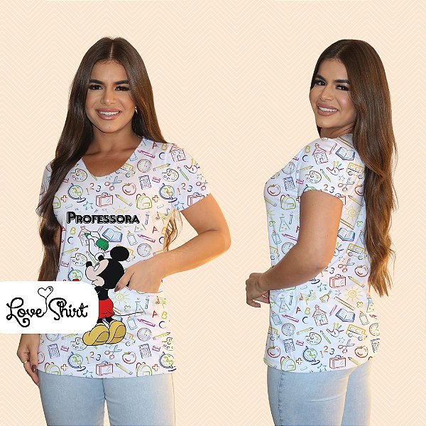 BATA COM BOLSO/SCRUB PROFISSÃO PROFESSORA MICKEY VARIADA