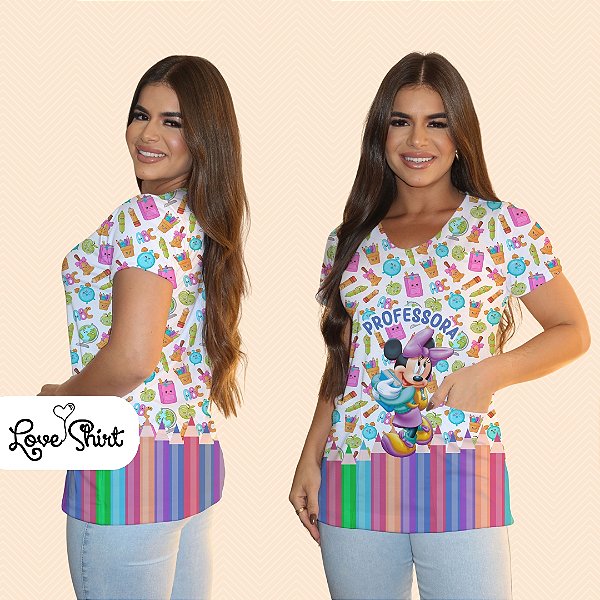 BATA COM BOLSO/SCRUB PROFISSÃO PROFESSORA MINNIE LÁPIS