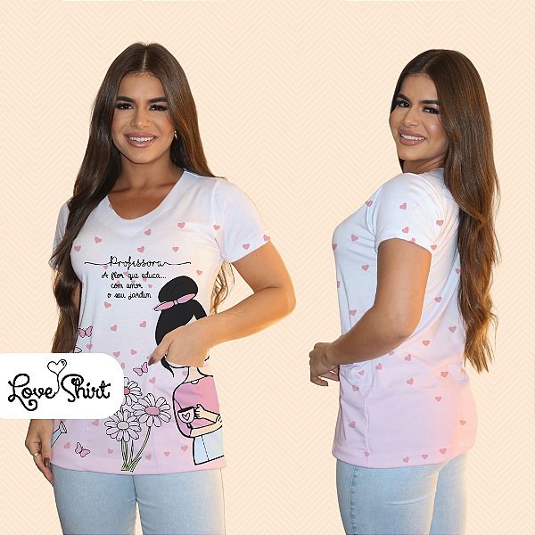 BATA COM BOLSO/SCRUB PROFISSÃO PROFESSORA BONECA FLORES FRASE