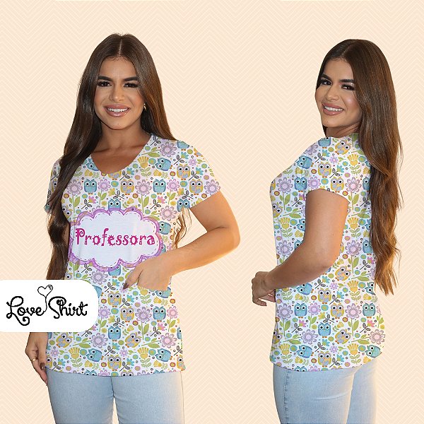 BATA COM BOLSO/SCRUB PROFISSÃO PROFESSORA CORUJA TOTAL