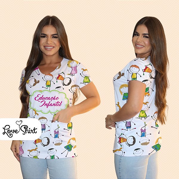 BATA COM BOLSO/SCRUB PROFISSÃO EDUCAÇÃO INFANTIL FUNDO BONECOS