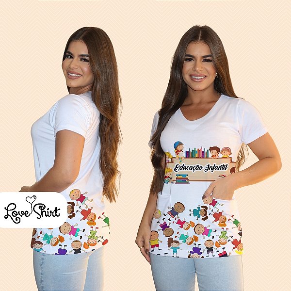 BATA COM BOLSO/SCRUB PROFISSÃO EDUCAÇÃO INFANTIL BARRA CRIANÇAS