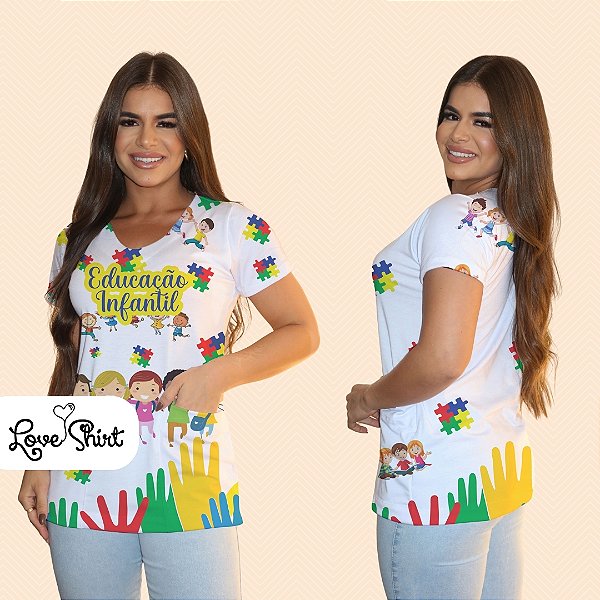 BATA COM BOLSO/SCRUB PROFISSÃO EDUCAÇÃO INFANTIL BARRA MÃOS QUEBRA CABEÇA