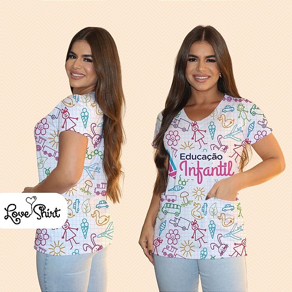 BATA COM BOLSO/SCRUB PROFISSÃO EDUCAÇÃO INFANTIL VARIADA 3