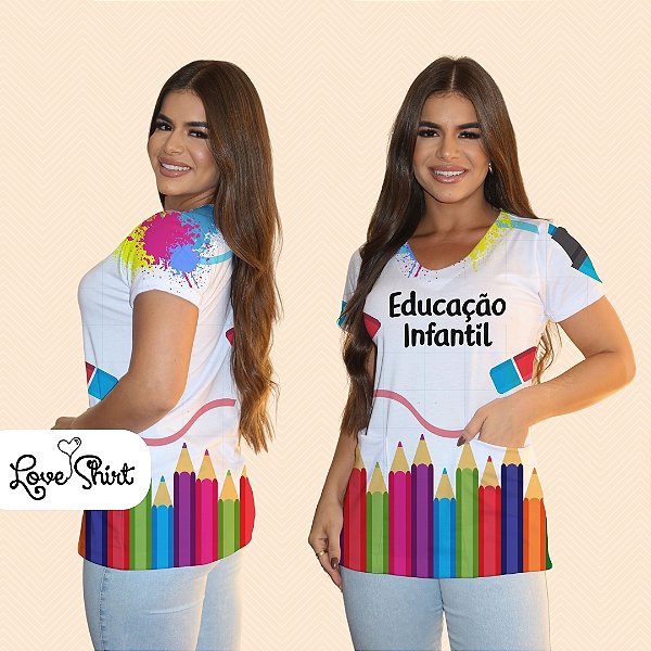 BATA COM BOLSO/SCRUB PROFISSÃO EDUCAÇÃO INFANTIL BARRA LÁPIS TINTA