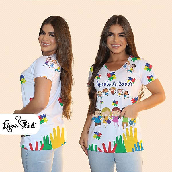 BATA COM BOLSO/SCRUB PROFISSÃO AGENTE DE SAÚDE QUEBRA CABEÇAS MÃOS