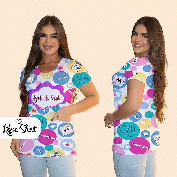 BATA COM BOLSO/SCRUB PROFISSÃO AGENTE DE SAÚDE VARIADA 4