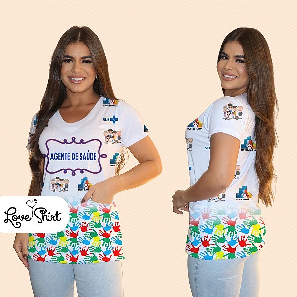 BATA COM BOLSO/SCRUB PROFISSÃO AGENTE DE SAÚDE BARRA MAÕS COLORIDAS