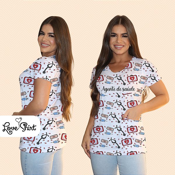 BATA COM BOLSO/SCRUB PROFISSÃO AGENTE DE SAÚDE VARIADA 6