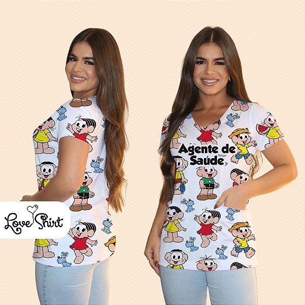 BATA COM BOLSO/SCRUB PROFISSÃO AGENTE DE SAÚDE TURMA DA MÔNICA TOTAL