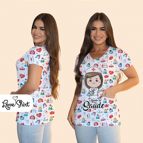 BATA COM BOLSO/SCRUB PROFISSÃO AGENTE DE SAÚDE BONECA CENTRAL VARIADA