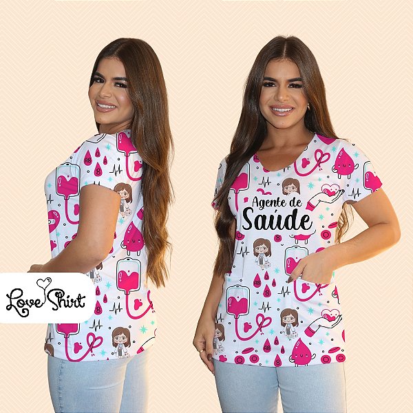 BATA COM BOLSO/SCRUB PROFISSÃO AGENTE DE SAÚDE BONECA TOTAL ROSA