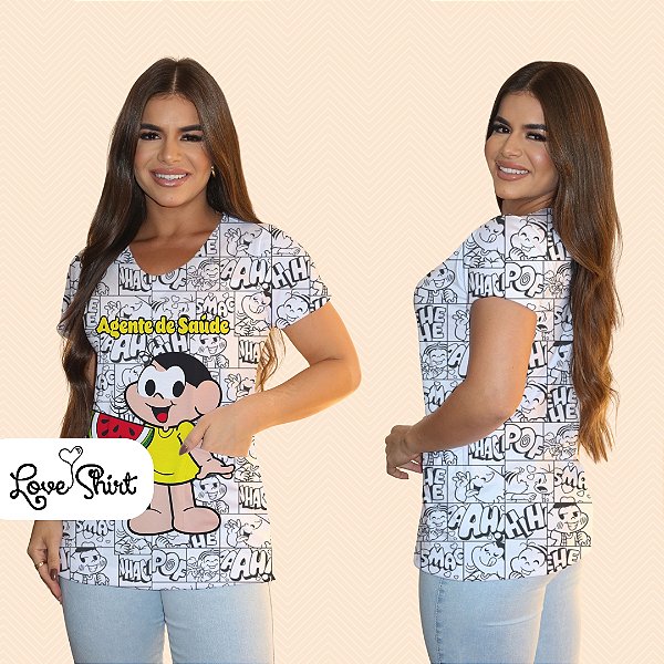 BATA COM BOLSO/SCRUB PROFISSÃO AGENTE DE SAÚDE MAGALI E MELANCIA