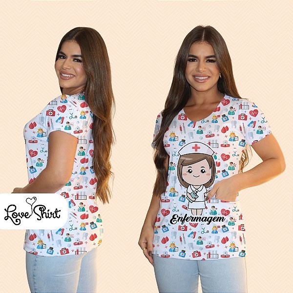 BATA COM BOLSO/SCRUB PROFISSÃO ENFERMAGEM BONECA CENTRAL FUNDO VARIADO