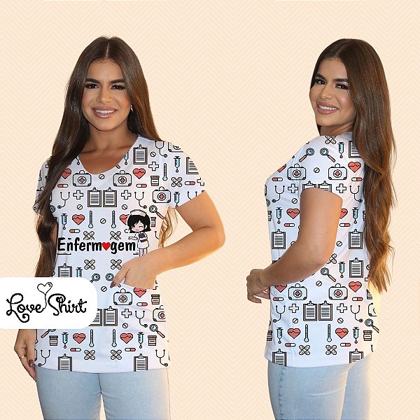 BATA COM BOLSO/SCRUB PROFISSÃO ENFERMAGEM BONECA PEITO VARIADA