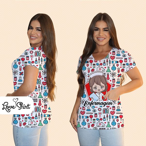 BATA COM BOLSO/SCRUB PROFISSÃO ENFERMAGEM BONECA FUNDO VARIADO 2