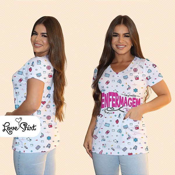 BATA COM BOLSO/SCRUB PROFISSÃO ENFERMAGEM VARIADA 10