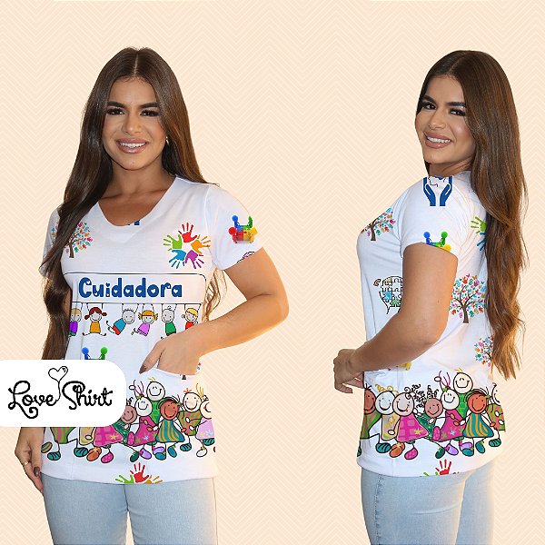 BATA COM BOLSO/SCRUB PROFISSÃO CUIDADORA BARRA BONECOS