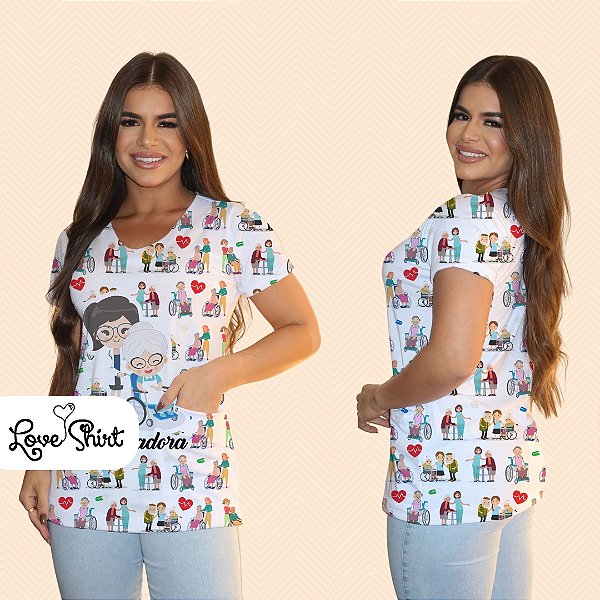 BATA COM BOLSO/SCRUB PROFISSÃO CUIDADORA VARIADA 2