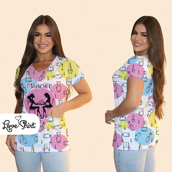 BATA COM BOLSO/SCRUB PROFISSÃO MANICURE FUNDO VARIADO