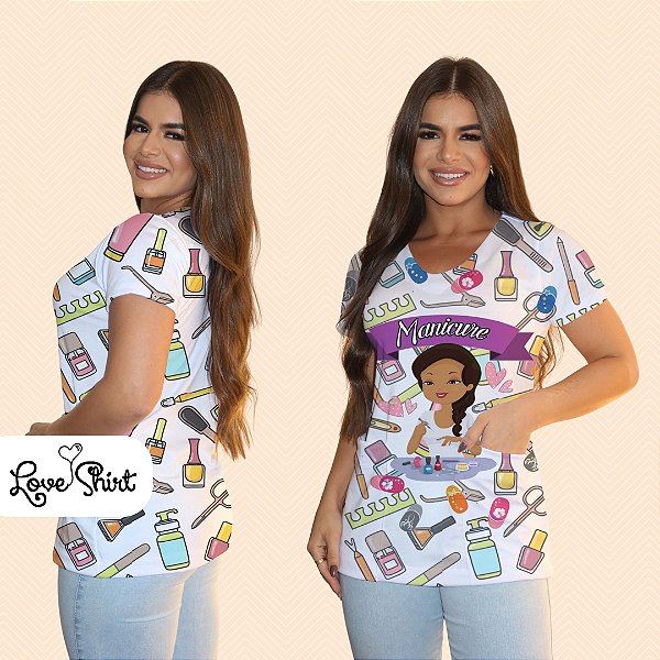 BATA COM BOLSO/SCRUB PROFISSÃO MANICURE BONECA FUNDO VARIADO