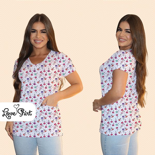 BATA COM BOLSO/SCRUB PROFISSÃO MANICURE ESMALTES TOTAL