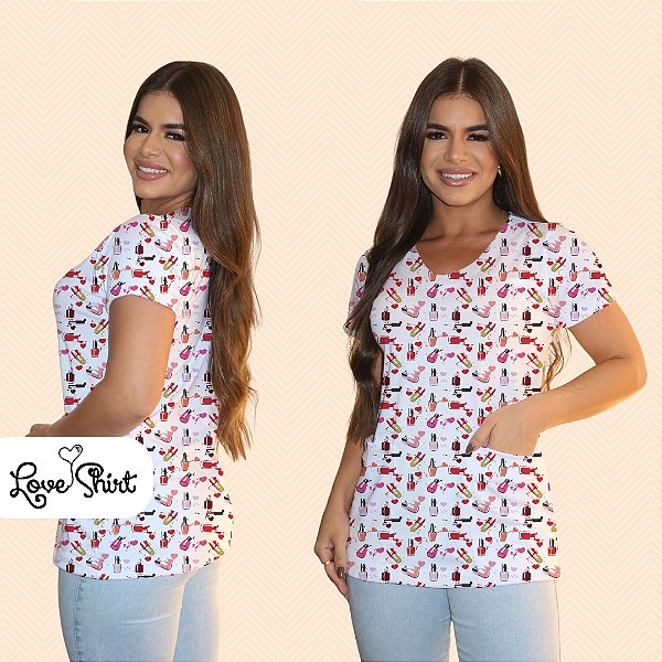 BATA COM BOLSO/SCRUB PROFISSÃO MANICURE VARIADA 2