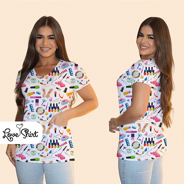 BATA COM BOLSO/SCRUB PROFISSÃO MANICURE VARIADA 5