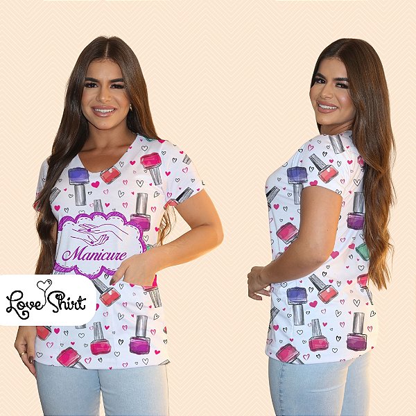 BATA COM BOLSO/SCRUB PROFISSÃO MANICURE FUNDO ESMALTES TOTAL