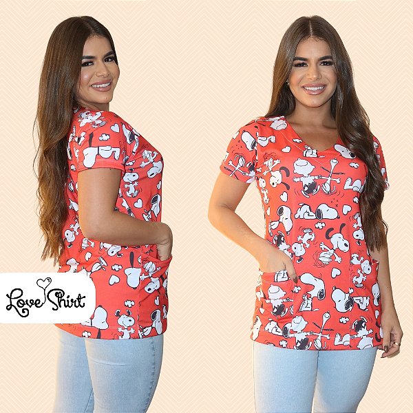 BATA COM BOLSO/SCRUB SNOOPY TOTAL VERMELHA