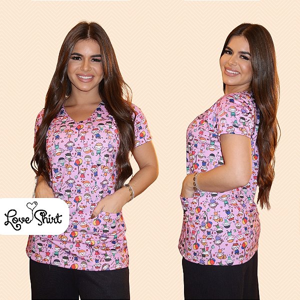 BATA COM BOLSO/SCRUB ROSA TOTAL VARIADO