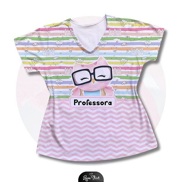 T-SHIRT PROFISSÃO PROFESSORA CORUJA VARIADA