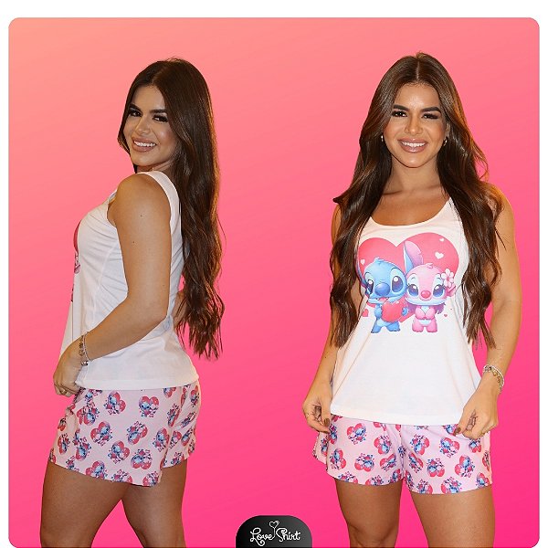 PIJAMA LOVE STITCH CORAÇÃO