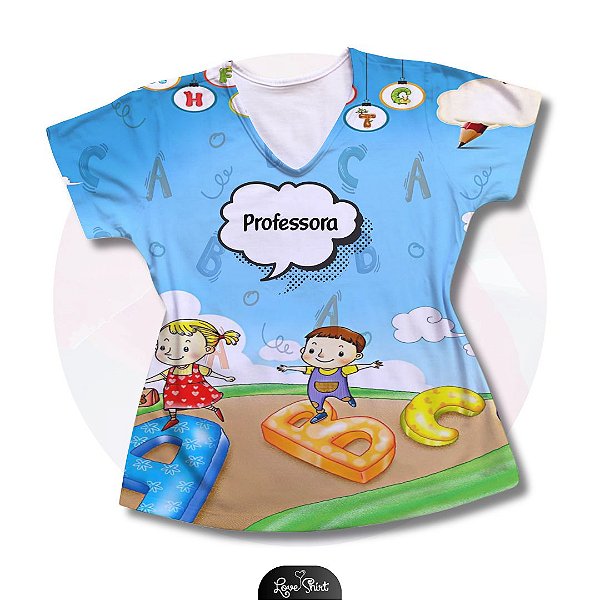 T-SHIRT PROFISSÃO PROFESSORA ABC VARIADA