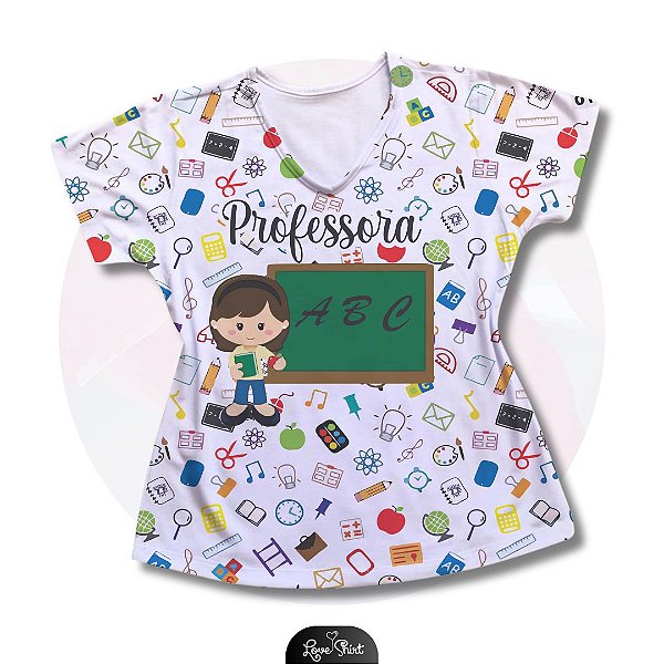 T-SHIRT PROFISSÃO PROFESSORA LOUSA VARIADA