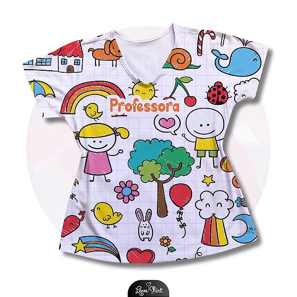 T-SHIRT PROFISSÃO PROFESSORA DESENHOS