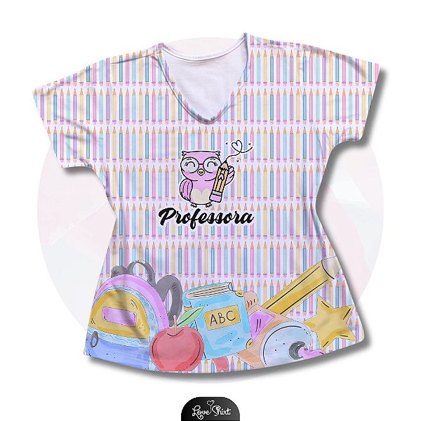 T-SHIRT PROFISSÃO PROFESSORA CORUJA BARRA ESCOLAR