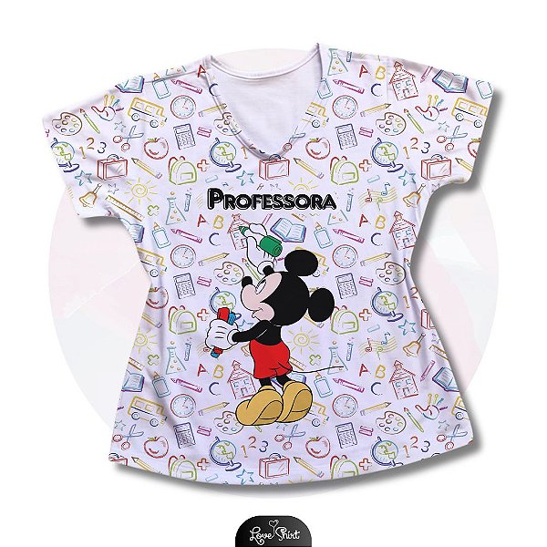 T-SHIRT PROFISSÃO PROFESSORA MICKEY FUNDO VARIADO