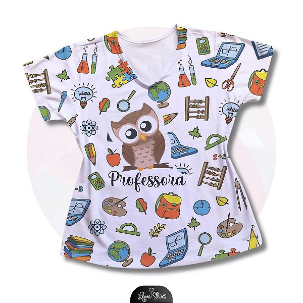 T-SHIRT PROFISSÃO PROFESSORA CORUJA VARIADA 2
