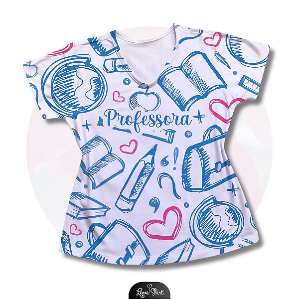 T-SHIRT PROFISSÃO PROFESSORA AZUL VARIADA 1
