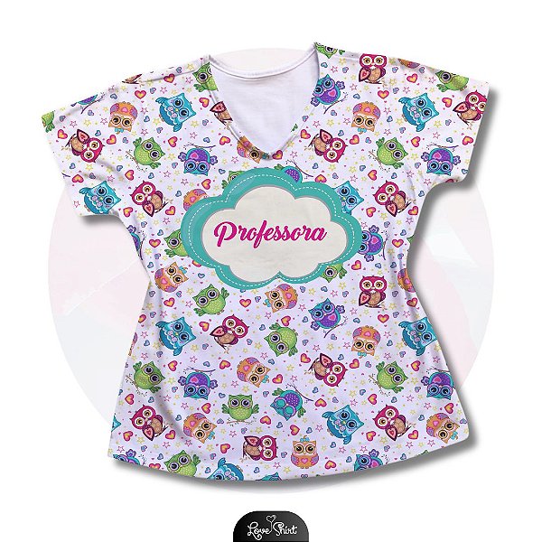 T-SHIRT PROFISSÃO PROFESSORA CORUJA TOTAL VARIADA 1