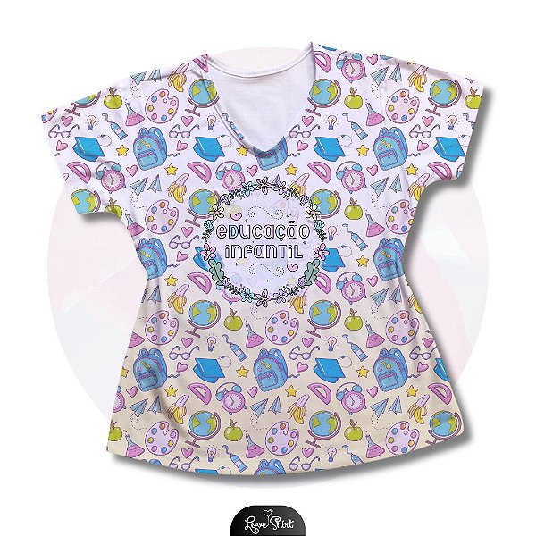 T-SHIRT PROFISSÃO EDUCAÇÃO INFANTIL ESCOLAR VARIADA
